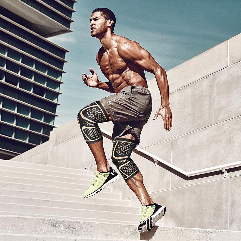 Copper-Infused Nylon Knee Support with Silicone Waves - Breathable and Knitted for Badminton, Running, and Fitness