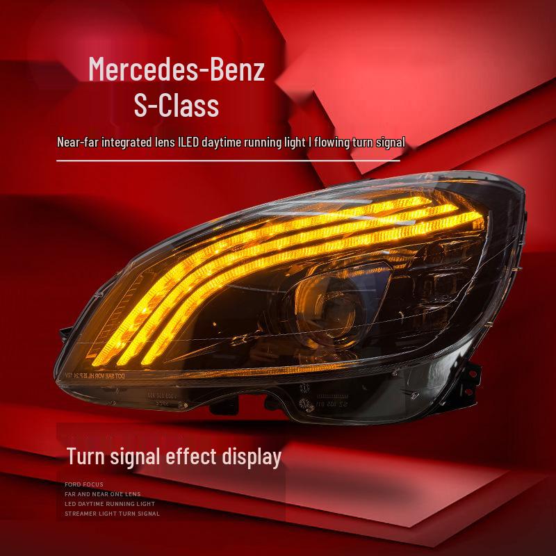 Compatible with 07-10 Mercedes-Benz C-Class W204 Headlight Assembly, Maybach LED Daytime Running Light Lens.