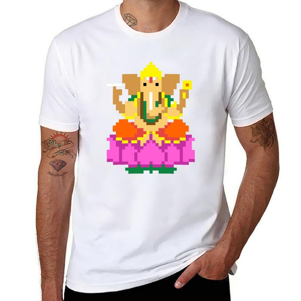 Ganesha Pixel Art TShirt Quick Dry Sports Short Sleeve Tee