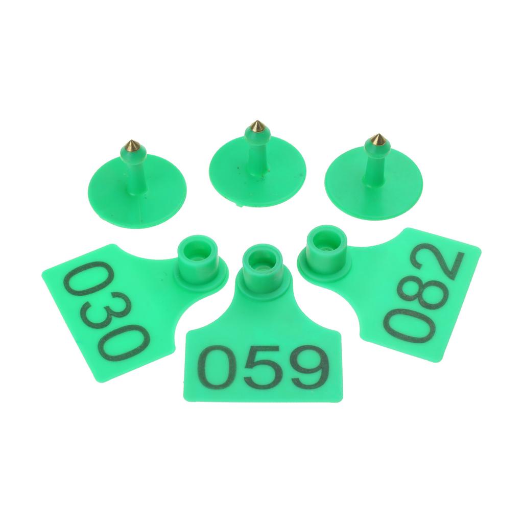 Numbered Plastics Livestock Ear Tags 1-100 Animal Tags Green Yellow Orange Large Identification Tags for Goat Sheep