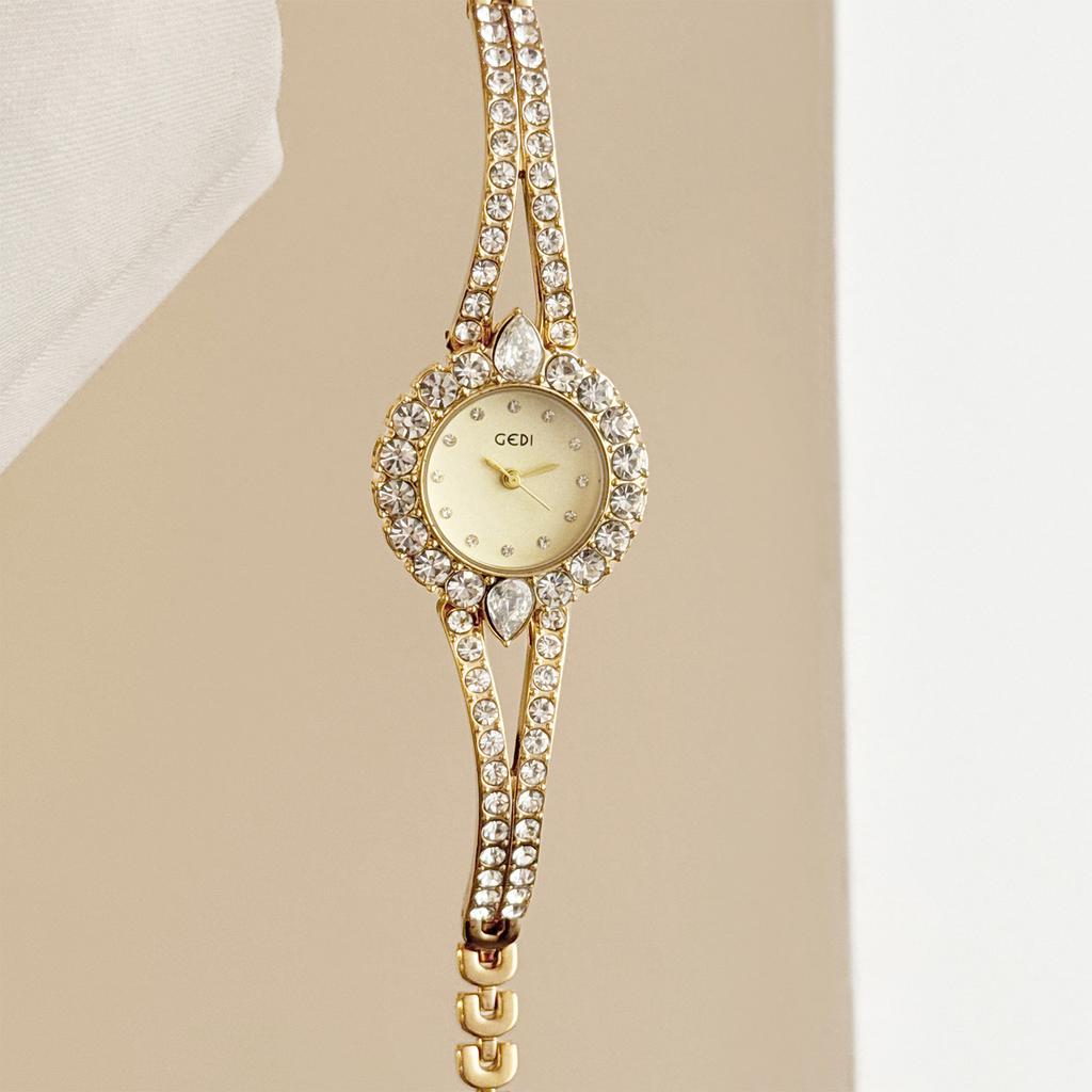 Bracciale Orologio al Quarzo da Donna Lusso Vintage con Girasole e Diamanti, Perfetto con Vestiti per Feste, un Ottimo Regalo per le Donne