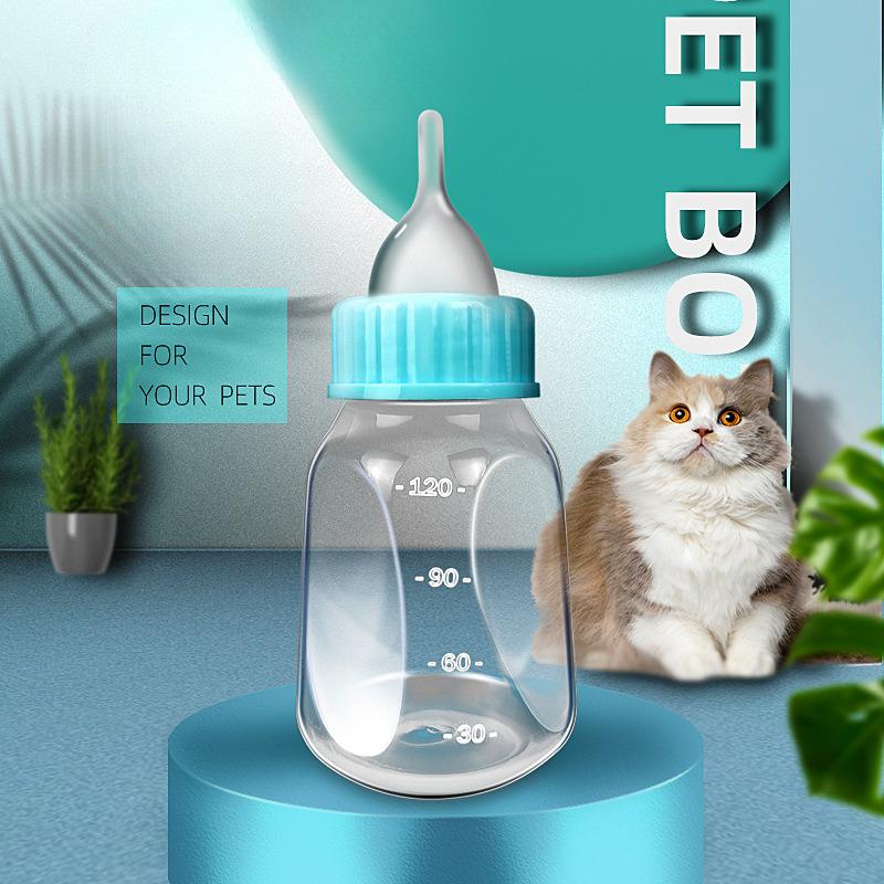 120ml Pet Nursing Kit Bottle For Newborn Kittens Puppies Small Animals With Brush And Nipple Set For Feeding Milk Water KTY