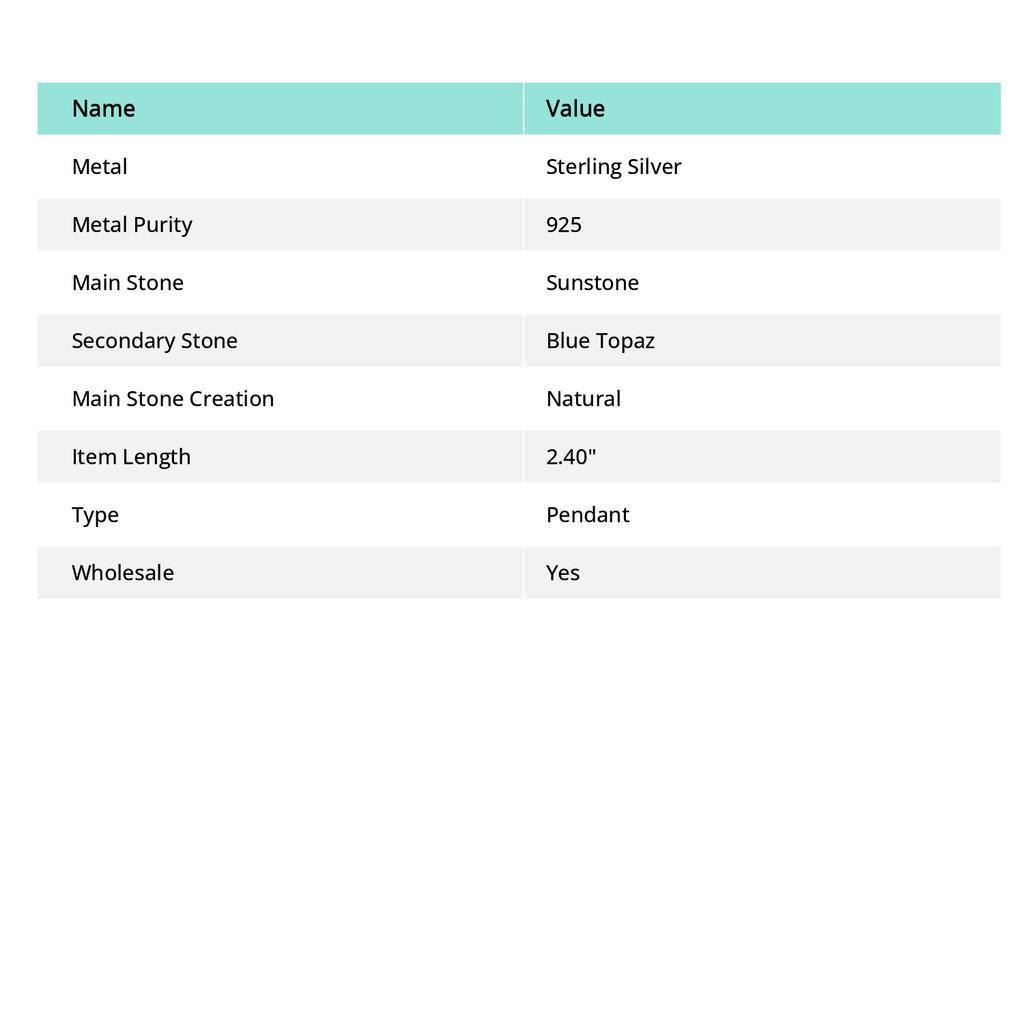 Sunstone In Lolite,Topaz 925 Sterling Silver Jewelry Pendant 2.40" O6z81