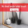 Space Aluminum Wall-Mounted Toilet Brush with No Dead Angle Design and Punch-Free Storage