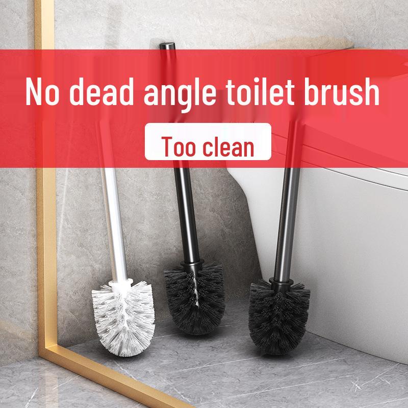 Space Aluminum Wall-Mounted Toilet Brush with No Dead Angle Design and Punch-Free Storage