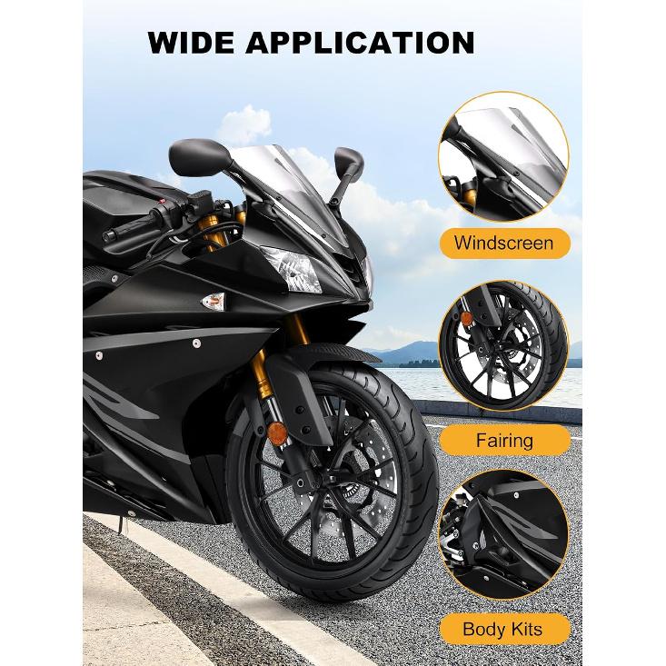 Motorcycle Fairing Bolt Kit, 195Pcs Stainless Steel M5 M6 Windscreen Screws Fastener Clips Universal Fit For Motorcycle Sportbike GSXR Honda Kawasaki