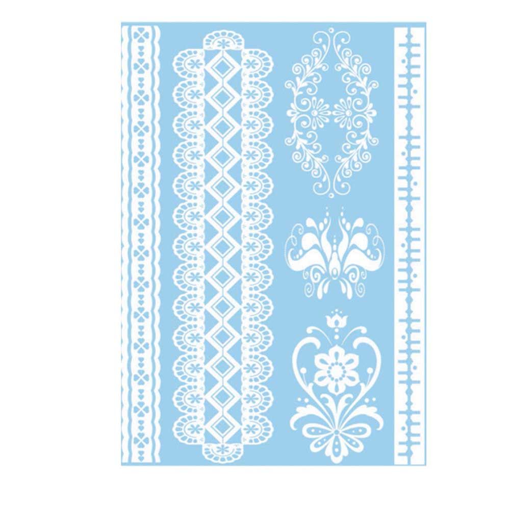 White Lace Arm flower Waterproof Body Art Temporary Tattoos Henna Stickers Tattoo Sticker Simulated