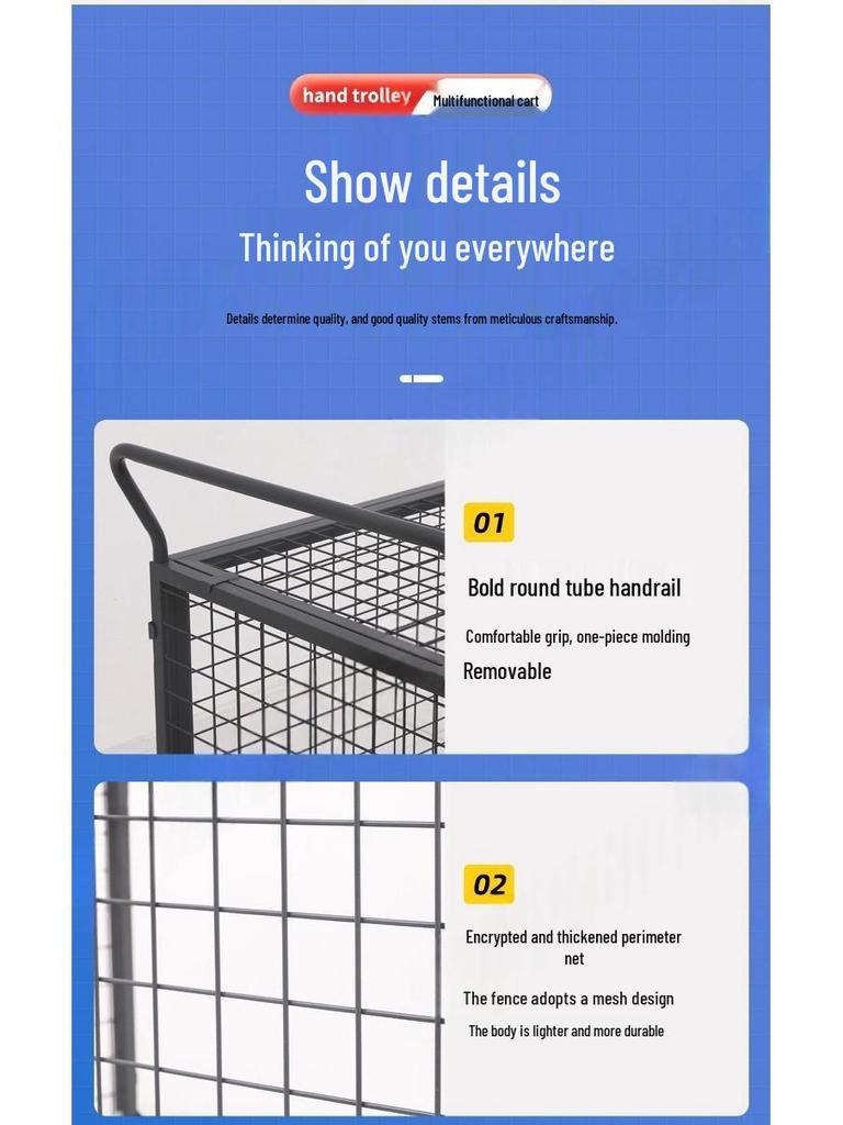Warehouse Mesh Cart - Multi-Functional Folding Hand Truck for Silent Transport and Load-Bearing Handling