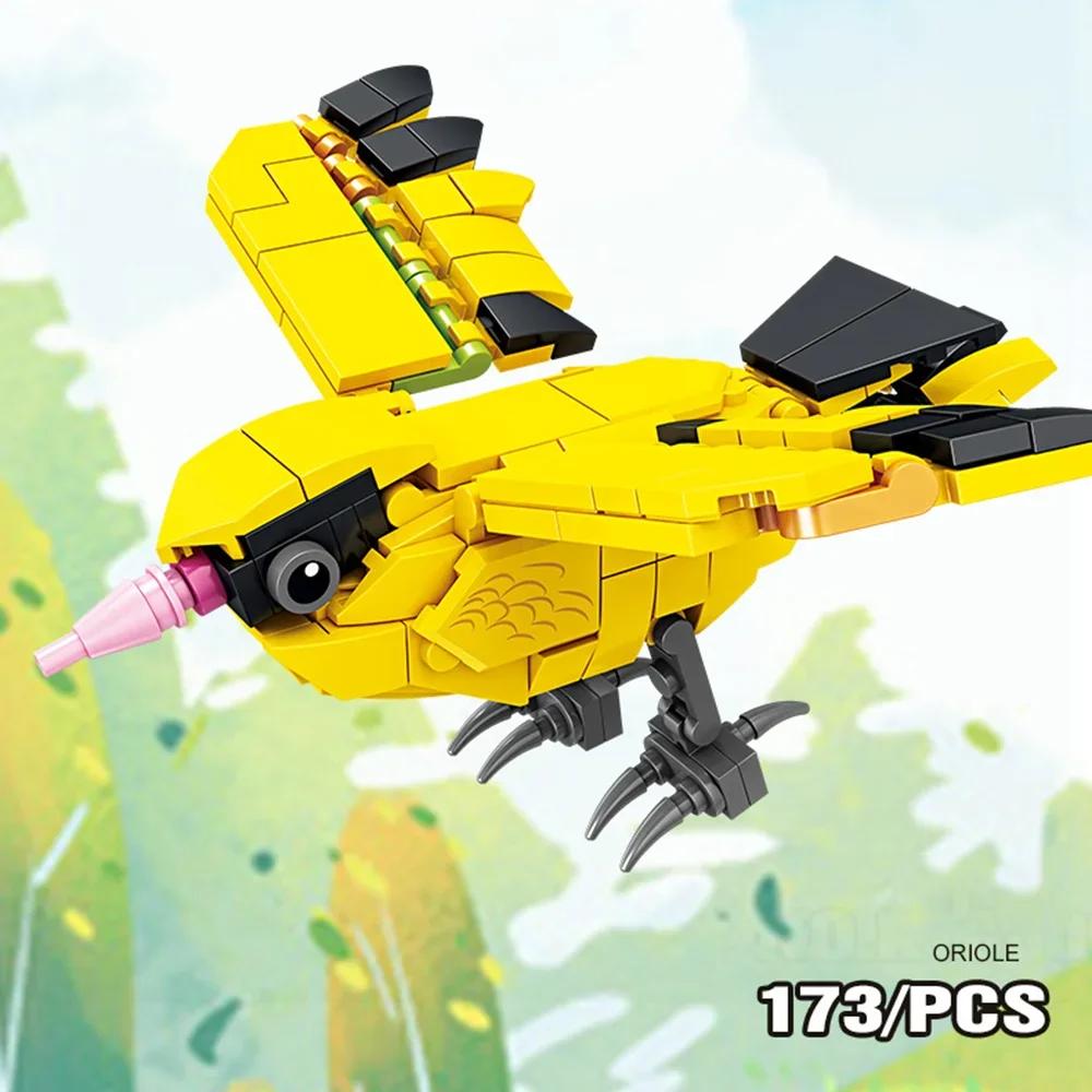 Mini Cartoon Vogel Bausatz - Pfau, Kranich, Krähe, Möwe, Pirol, Tragbares MINT-Lernspielzeug für Reisen & Heimspiel