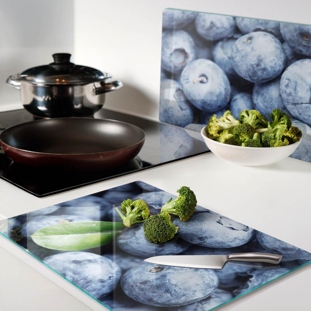 Multifunctional Decorative Glass Boards with Blueberry Print 2x40x52 Cm
