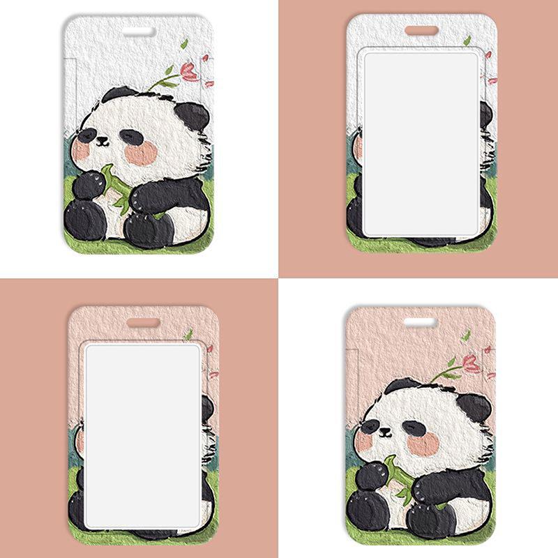 Zestaw kart Anime Cute Panda Smycz do kluczy Telefon komórkowy Zawieszka Lina Keycord Uchwyt na identyfikator Brelok DIY Smycze Prezent