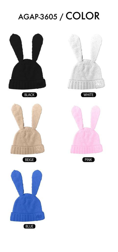 Ash Greem Rabbit Ear Knit 5 Colors Perfect for and Bunny Ear Knit Cap with Fluffy Women's Cap, AGAP-3605, 30BLUE, Available, Skiing, Snowboarding,