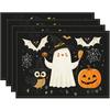 4/6pcs Halloween Pumpkin Ghost and Bat Pattern Placemats Seasonal Daily Holiday Decoration Suitable for Home Kitchen Restaurant Party Indoor and