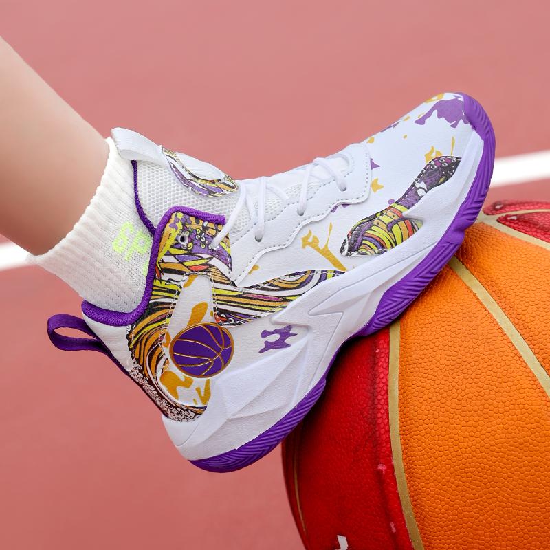 New Children High Top Sneaker Leather Sports Shoes for Boy Kids Comfort Anti-slip Basketball Shoes Outdoor Walking Sneaker