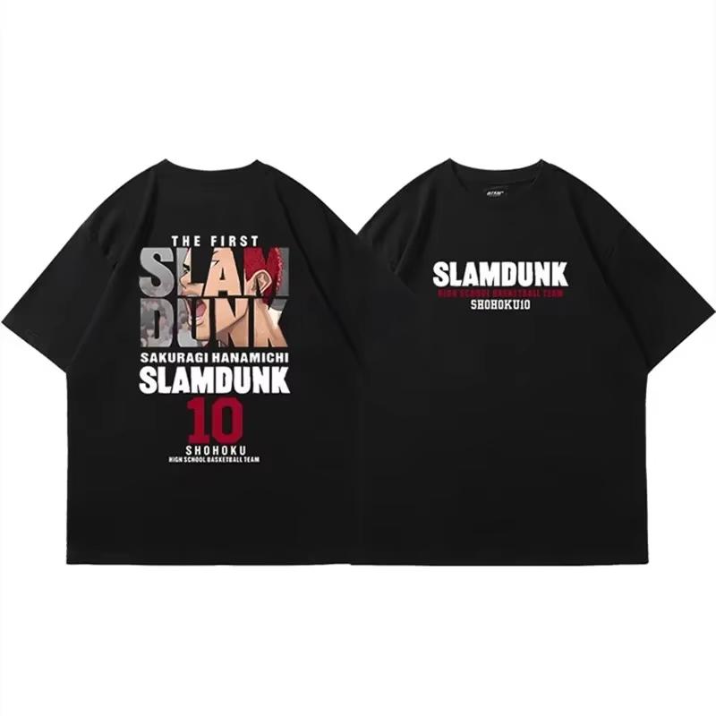 2025 Anime Slam Dunk Print T-Shirt Men's Oversized Japanese Manganese Cotton Short Sleeve Fast Shipping Pure Cotton