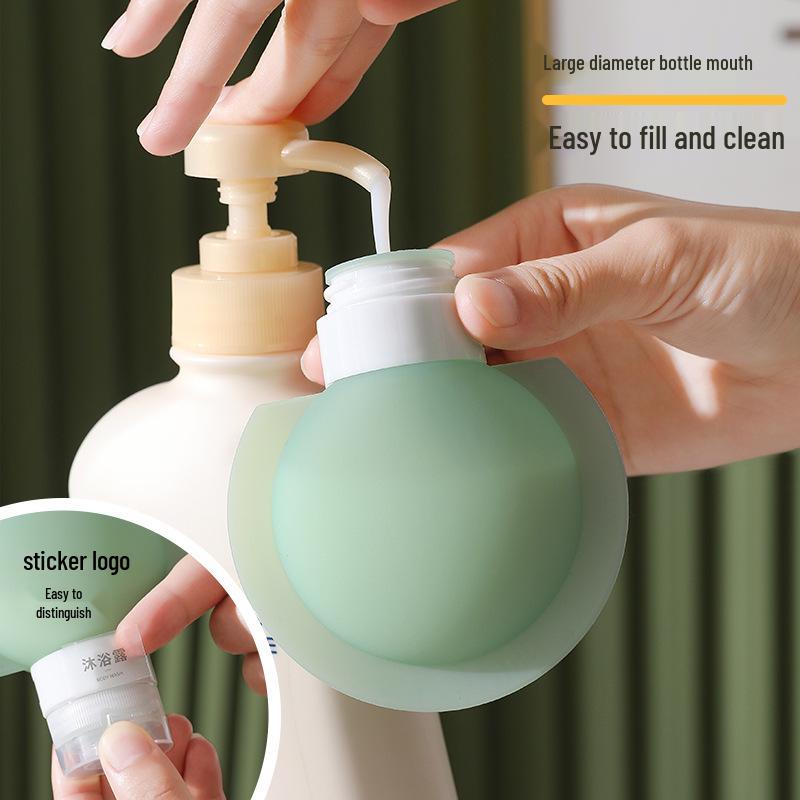 90ML Portable Silicone Shampoo Bottles, Refillable Press-Type Travel Dispensers, Leak-Proof Storage Set