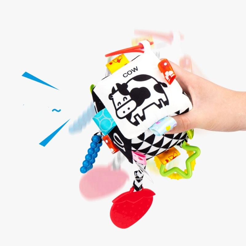 Jingle Toy for Stroller Bed Bell Hang the Baby's Bedside to Soothe Wind Chimes Clinking Rings & Silicone Teether