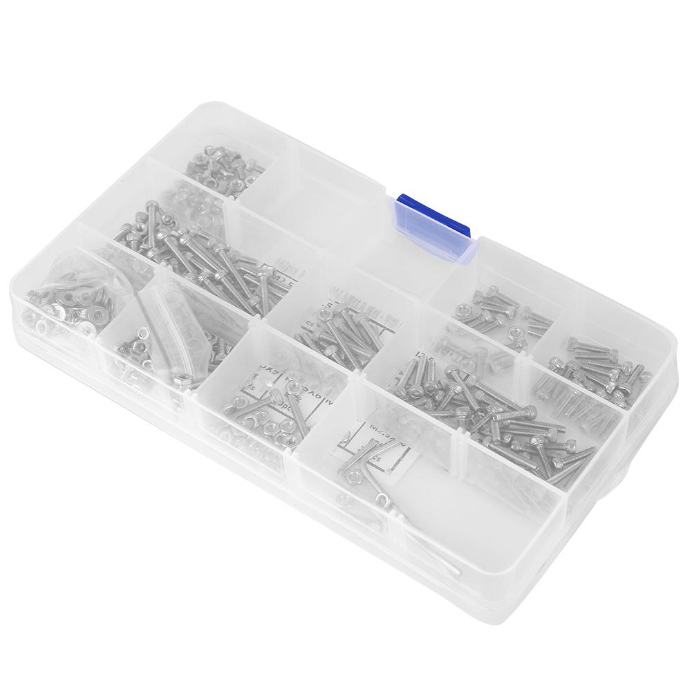 662 Pcs Screw  M2.5 Socket Cap Head Screw+Flat Washer+Spring Washer+Nut Tool Set