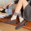 Mid-calf Socks for Women, Spring and Autumn Color-blocking Pile Socks, Retro Polka Dot School Style Cotton Socks for Women