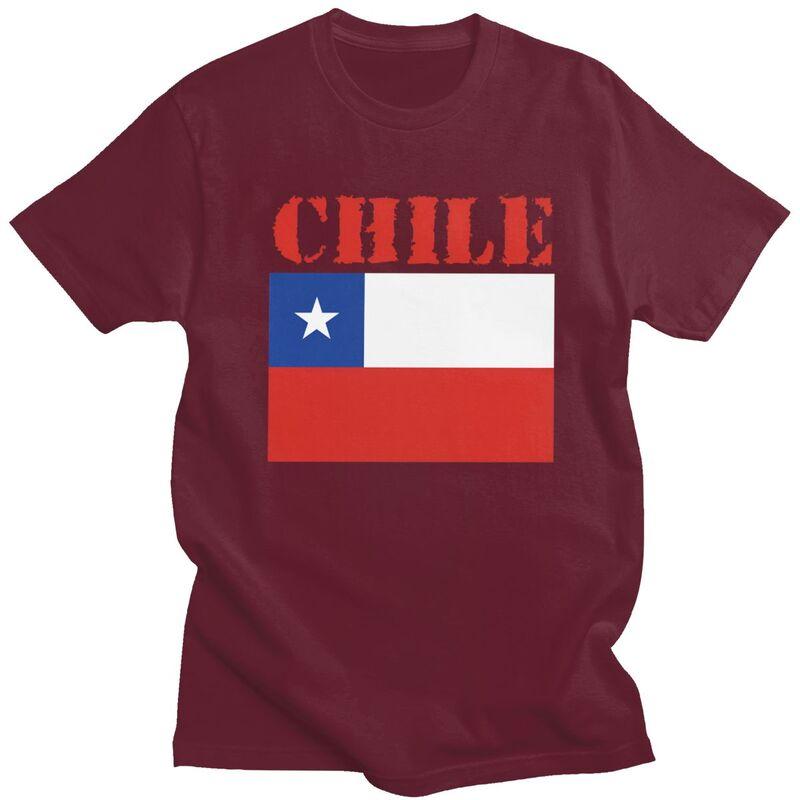 Custom Fashion Chile Flag T Shirts Men Tshirts Streetwear Tee 100 Cotton Slim Fit Tshirt Gift