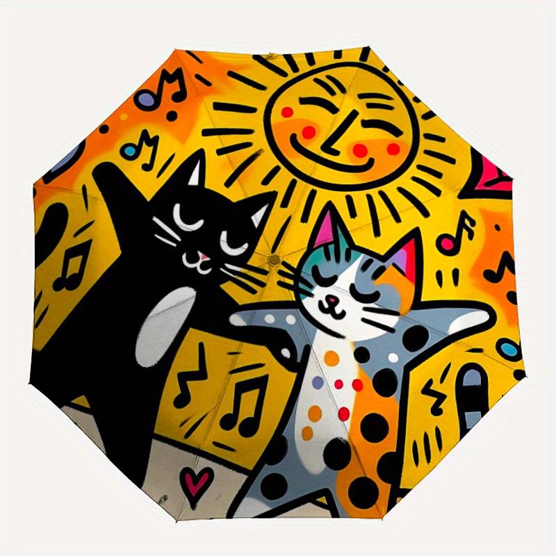 

1pc Cat Music Party Automatic Open/close Folding Umbrella, Compact Portable Travel Umbrella,Cute Umbrella, Durable Construction yy250804095