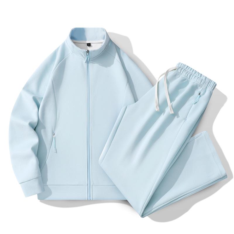 Leisure Sports Set Women's Two Piece Set Spring and Autumn Color Insertion Loose Breathable Splicing Stand Up Collar Coat Sports Running Set