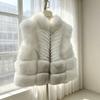 Fox hair car strip inlaid leather double dyeing process stand-up collar fur vest fur jacket women | wrong falling snow hill
