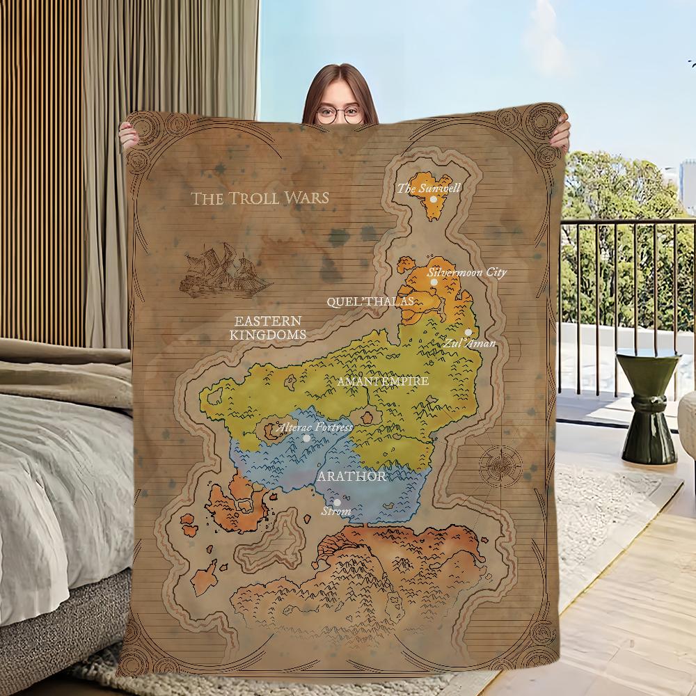 W-World of W-Warcraft-ES Map Game Blanket For Sofa Room Microfiber Bedding Blanket office Travel Gift Home