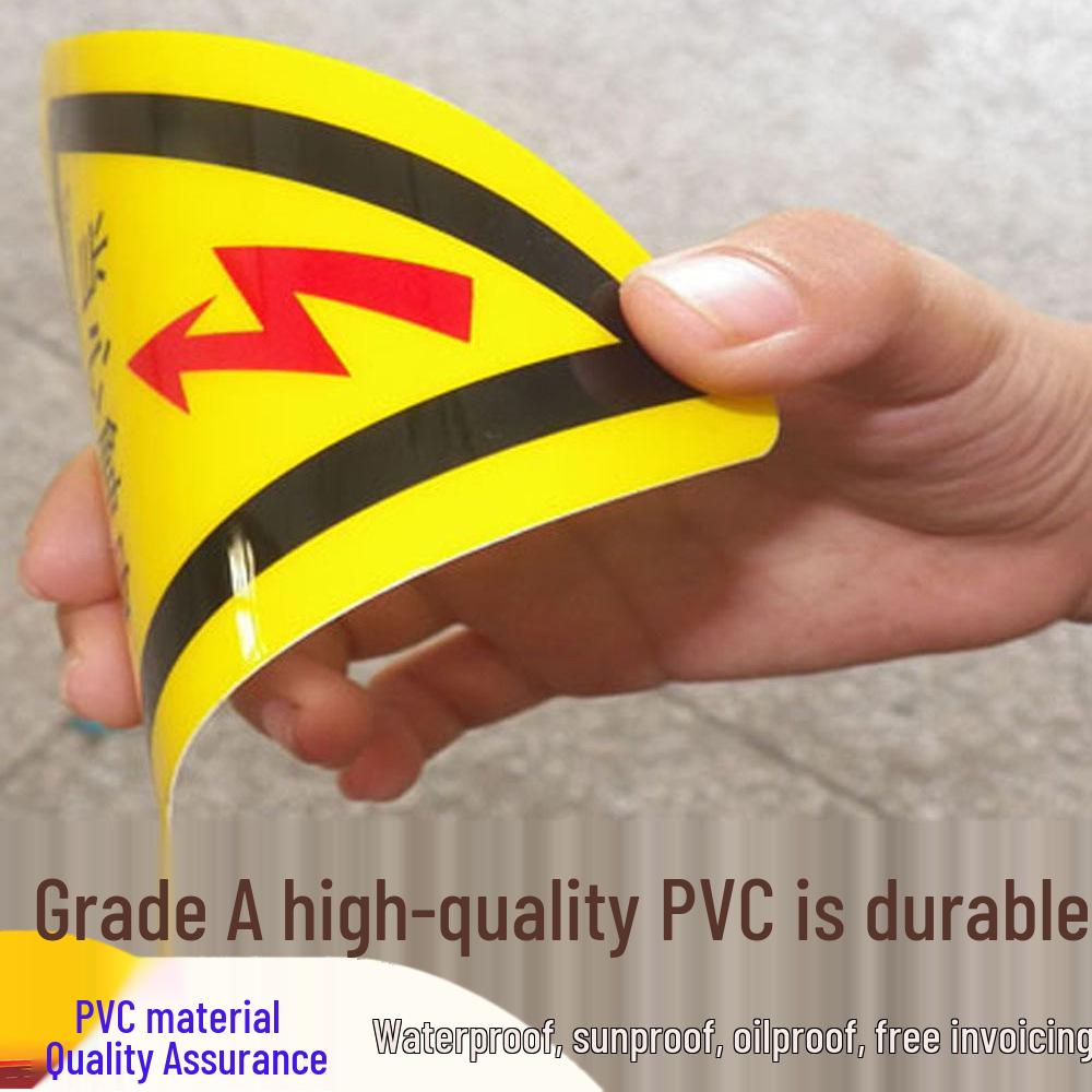PVC Electrical Hazard Triangle Sign - Caution: Electric Shock Warning for Mechanical Equipment Safety