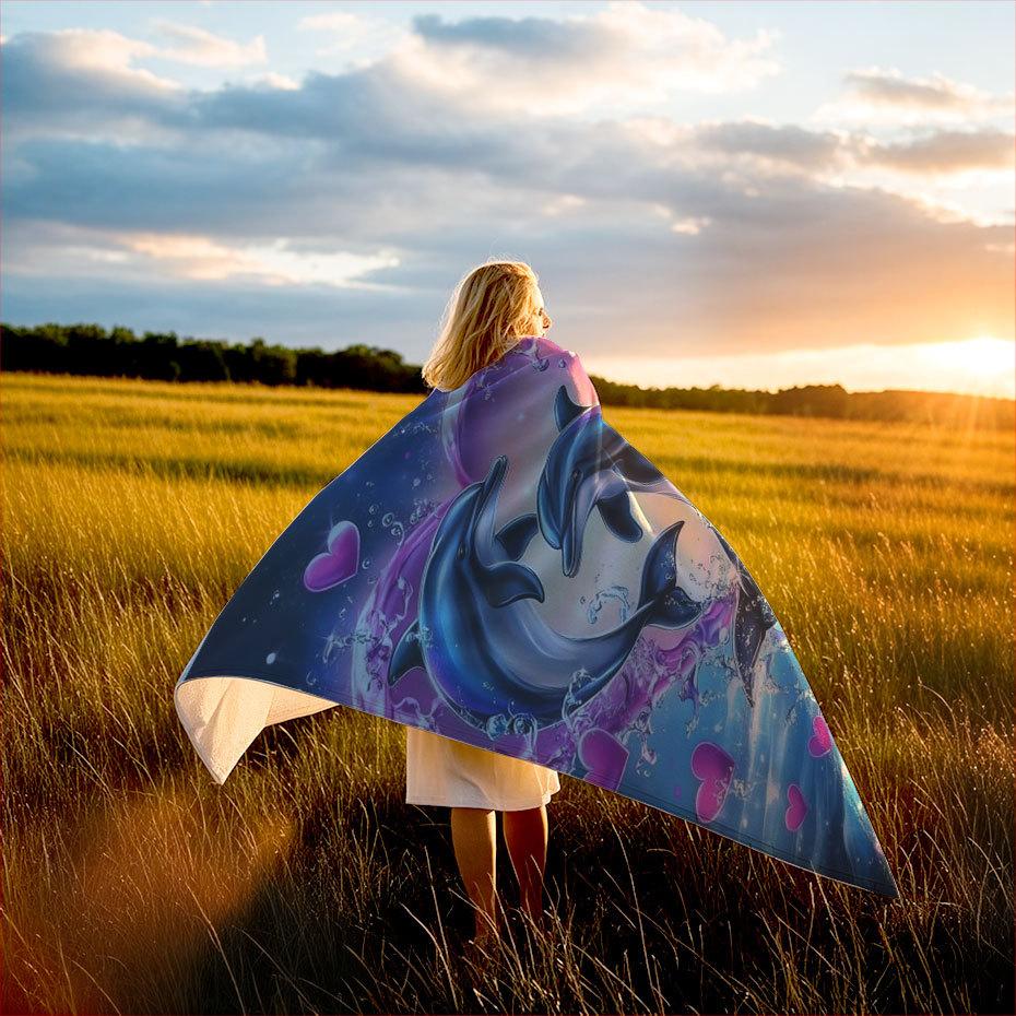 Dolphin pattern Printed Blanket for Sofa Bed Travel Camping Living Room Office Conditioning Blanket for All Seasons Gifts