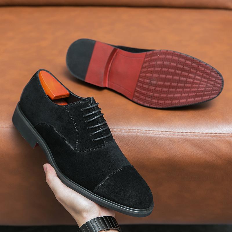 Three joint leather shoes spring and autumn business dress free lace-up trend fashion low-top unit with leather shoes