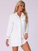 Cheibear Summer Pajama Shirt Long Sleeve Size XS Women's Dress, Button-Down, White,