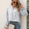 Autumn Women's Ruffled Loose Print Casual Shirt