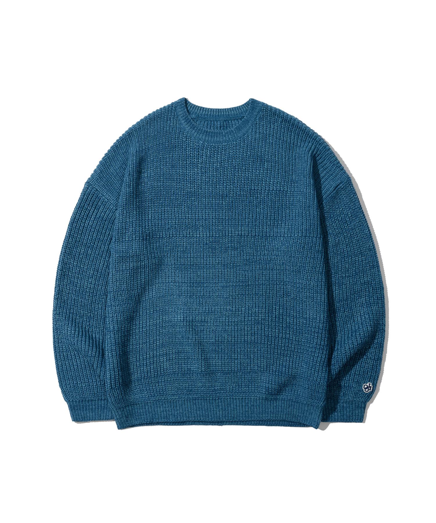 Oioi Collection Basic Patch Knit [Blue] L