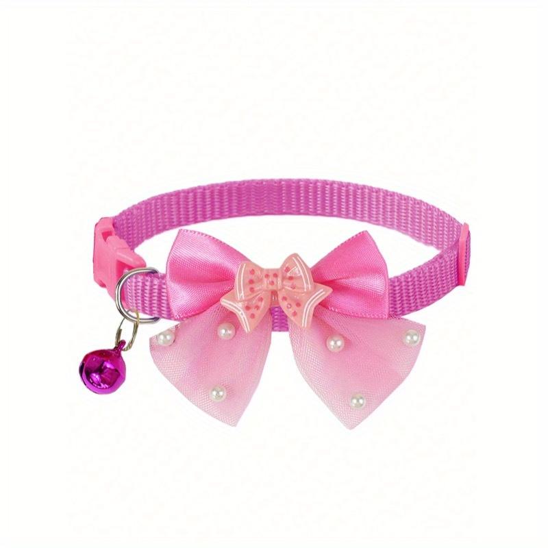 3pcs Set Cute Shiny Bow Bell Pet Collar For Daily Use - For Cats And Dogs