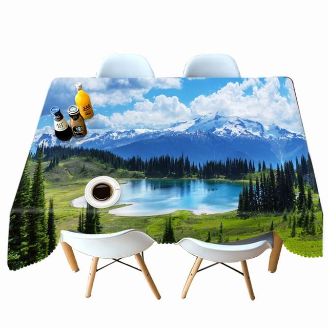 

Утолщенная хлопковая скатерть с естественным пейзажем, узором из ландшафта, прямоугольная/круглая скатерть для свадьбы, пикника, вечеринки 60 X 60CM