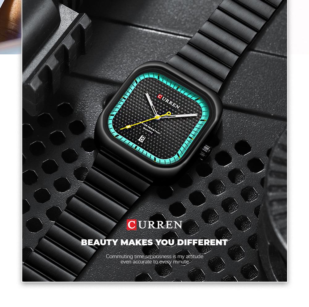 CURREN 8460 Men's Quartz Business Watch – Waterproof, Steel Band, with Calendar.