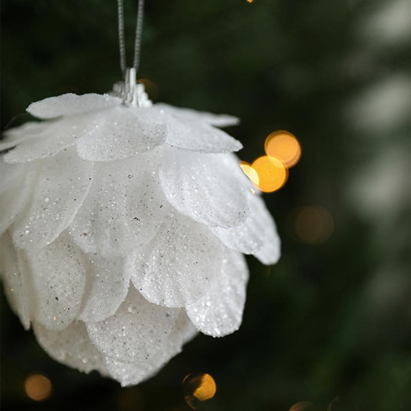 1 st Blomskum Snöbollar Vit Julkula Julgranshängande Hänge För Hem Juldekoration År