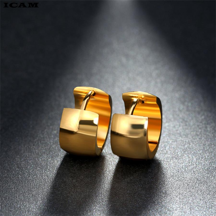 

2pcs Black Rose Gold Color Tone Stainless Steel Hoop Earrings Round Loop Earring Men Women Big Size Hyperbole Jewelry