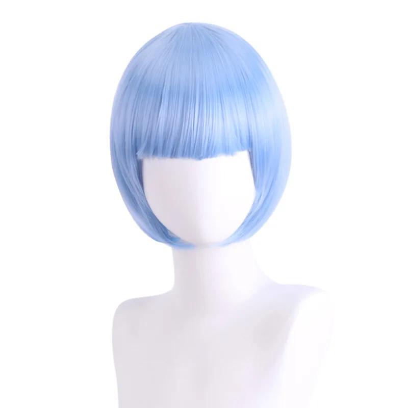 

30cm Short Fashion Carnival Wig Halloween Synthetic Straight Party Headwear Wigs Hair Accessories Free Wig Cap
