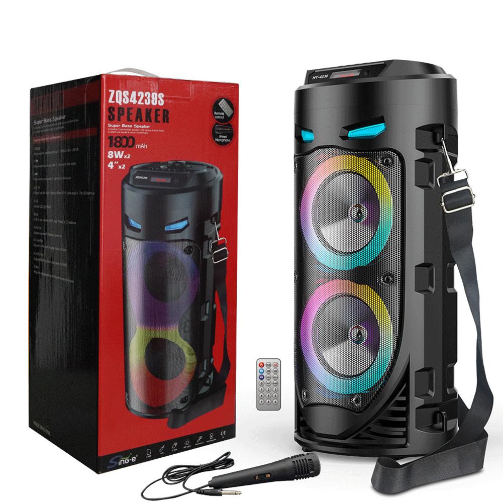 

Wireless Bluetooth Speaker With Wired Mic & Remote Control 30W Portable Column Big Power Stereo Loud Speakers For Family Karaoke чорний