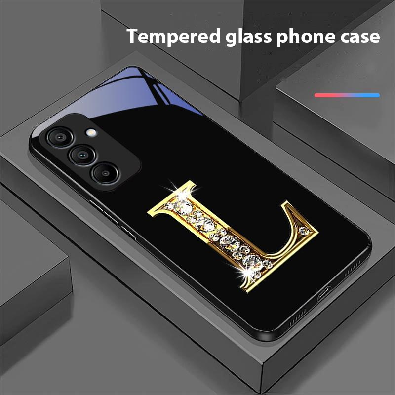 Diamant-Charaktere Für Samsung Galaxy A15 5G 54 4G 51 50 24 35 90 71 12 51 53 52S 80 22 34 Schwarze Hülle aus gehärtetem Glas