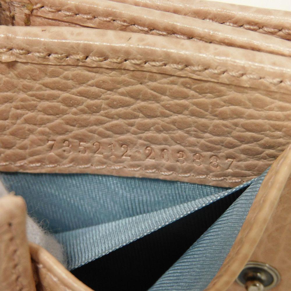 Used GG Marmont Double G Compact Wallet (9539), 735212, 7942, Calfskin Billfold Card Case and Coin Purse, Pink Beige,