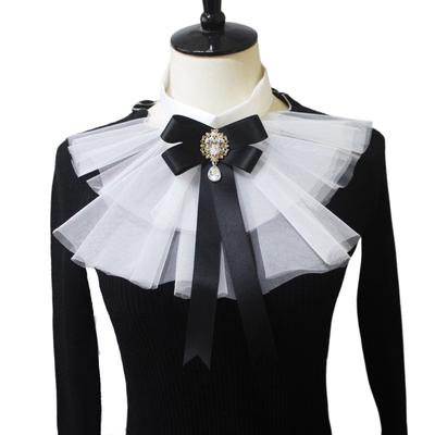 Damen Piraten Kolonial Viktorianisch Abnehmbar Steampunk Mehrlagig Rüschen Mesh Falscher Kragen Hemd Vorderteil Halsbekleidung