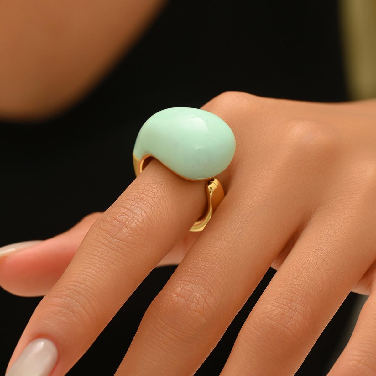 

Геометрическое женское кольцо Универсальный ветер Открытый дизайн с капельным маслом Кольцо в виде капли воды Мода Высокий смысл