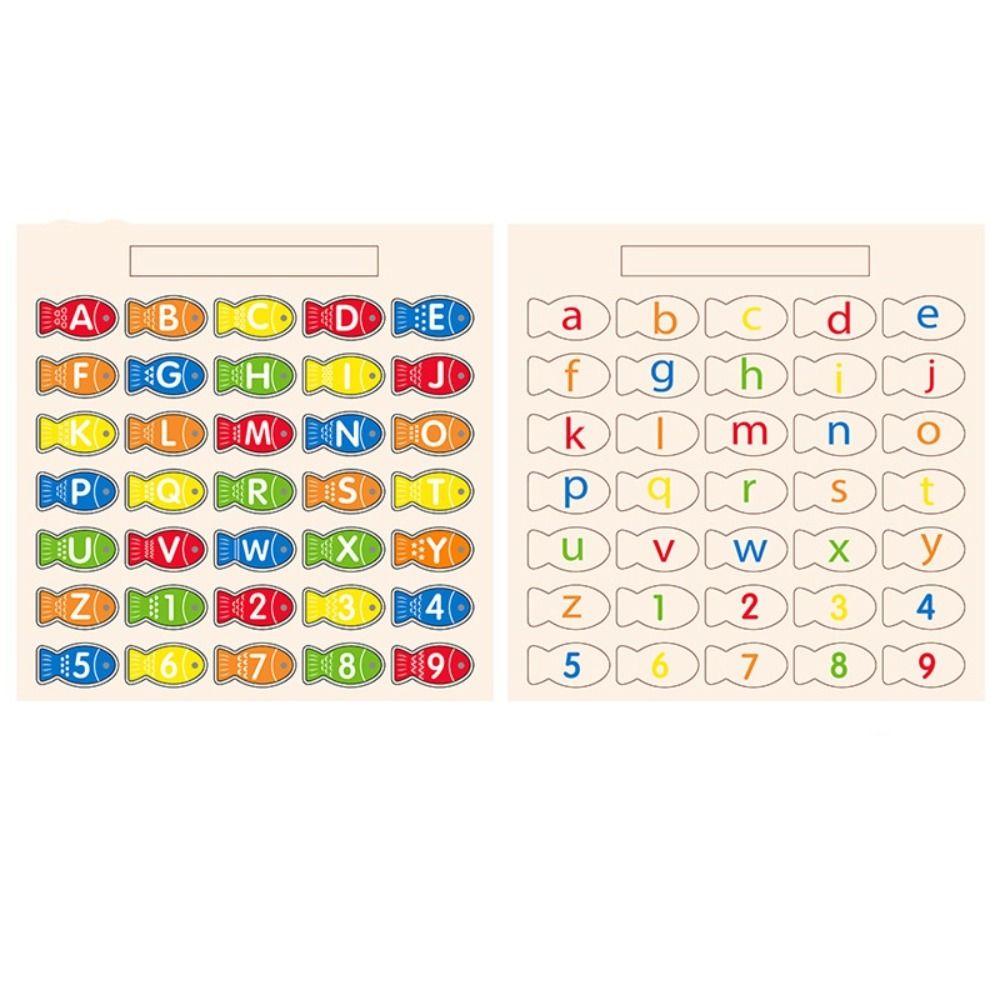 Wooden Kids Fishing Toys Early Educational Fishing Game Toy Letter Number Puzzle  Gift For Kids