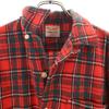 60s Vintage Wool Blend Check Pattern Long Sleeve Open Collar Shirt M Red Men's Used