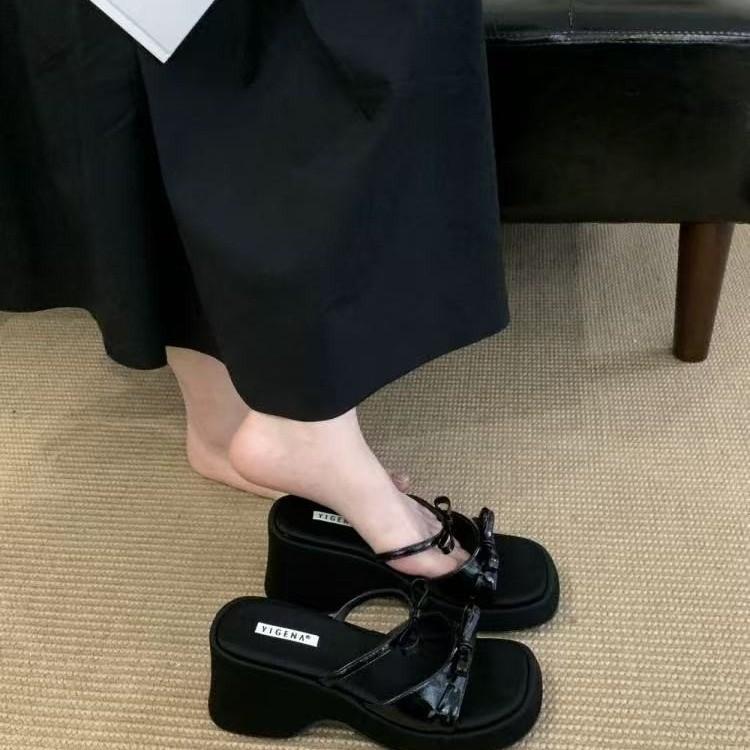 2025 Summer New High Heels with Skirts, Beautiful Sandals, Fairy Shoes, Summer Muffin Soles, Roman Shoes, Women's Slippers