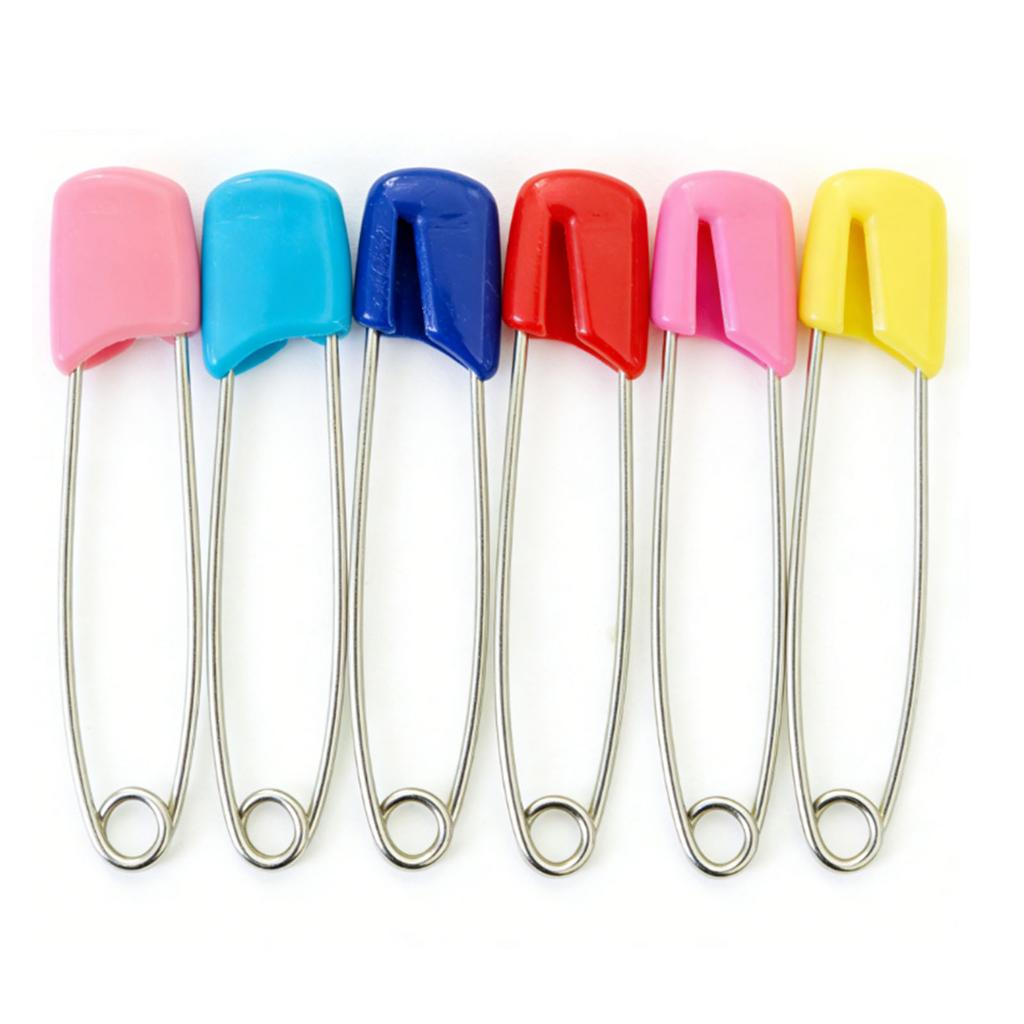 50 Pcs Diaper Pins Stainless Steel Plastic Head Baby Safety Pins Versatile Use for Crafts Laundry Jewelry Making Large