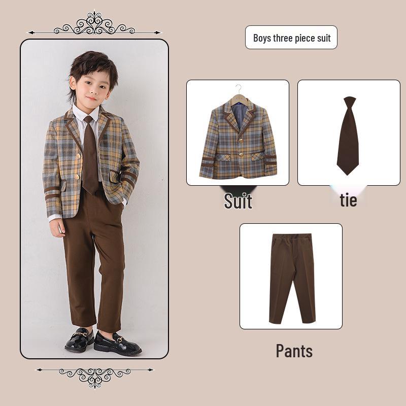 Children's British Academy Style Plaid School Uniform Set - Spring & Autumn